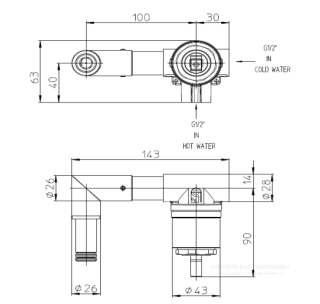 Cкрытая часть однорычажного смесителя для раковины Bossini Apice Z00548